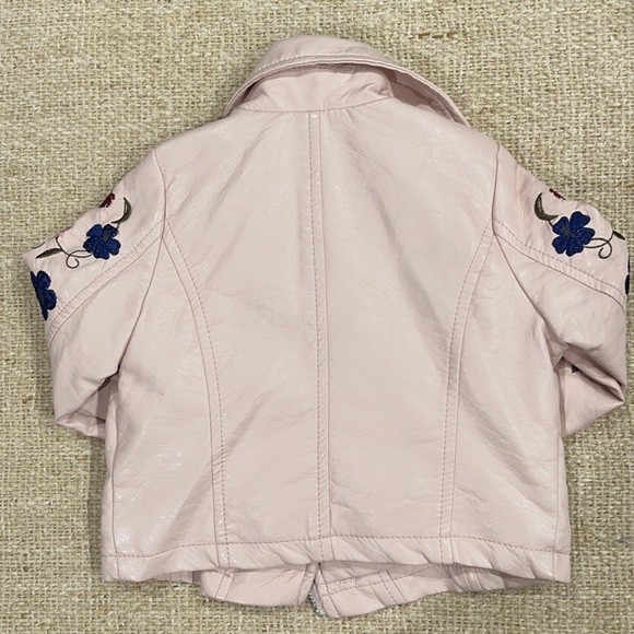 C&C - Blush Pink Faux Leather Jacket w/ Embroidery - Picture 4 of 4